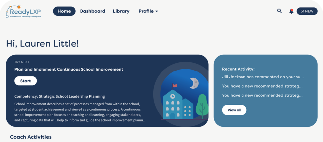 ReadyLXP user interface screenshot